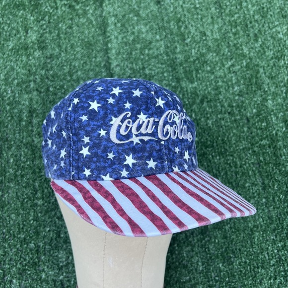 Vintage Coca-Cola Company American Flag AOP Snapback Hat Cap Patriotic USA 90s - Picture 2 of 10